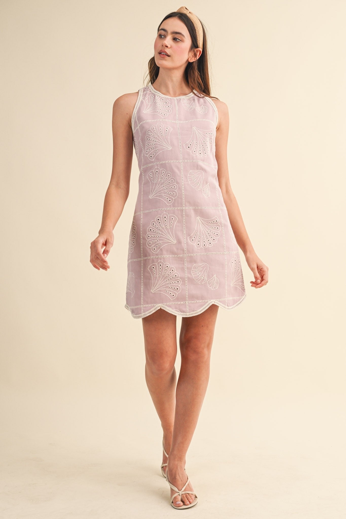 Embroidered Shells A Ann Line Mini Dress