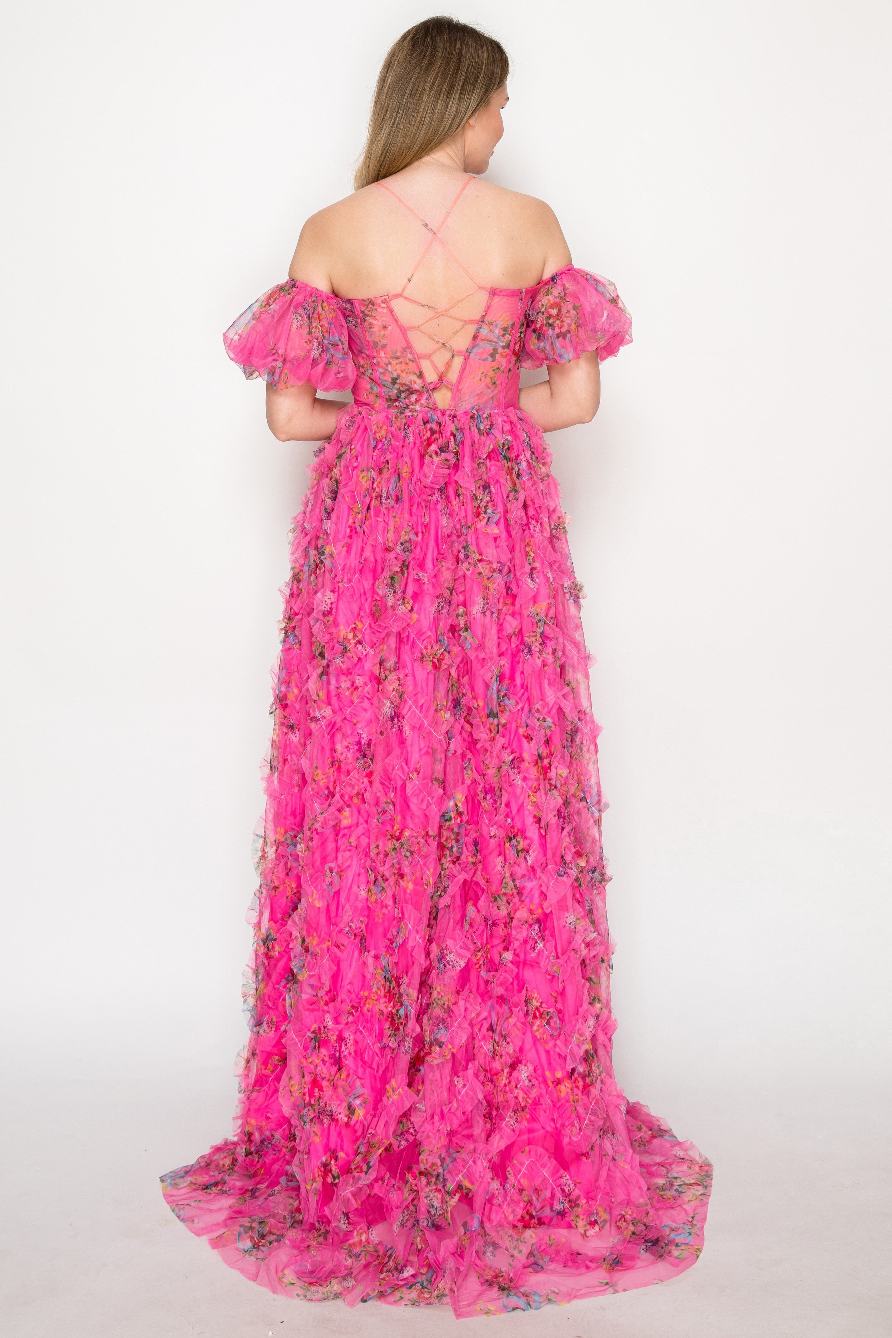 Off-shoulder Ann Corset Ruffle Ball Gown