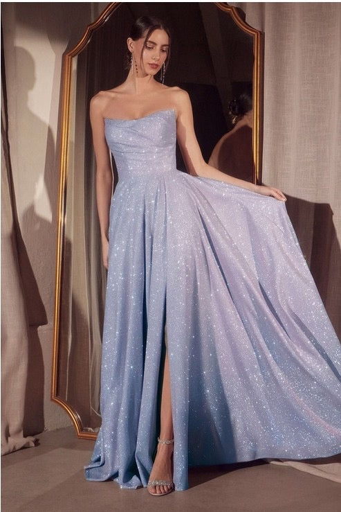 Vestido de corte A sin tirantes con purpurina de Cassia Ann