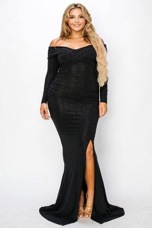 Plus Ann Off Shoulder Night Party Maxi Dress