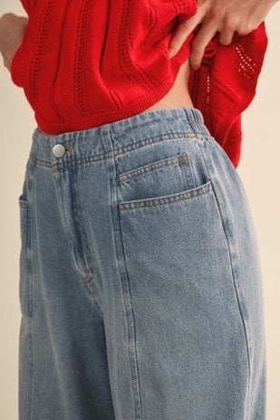 Washed Denim Ann Ultra Flare Pants