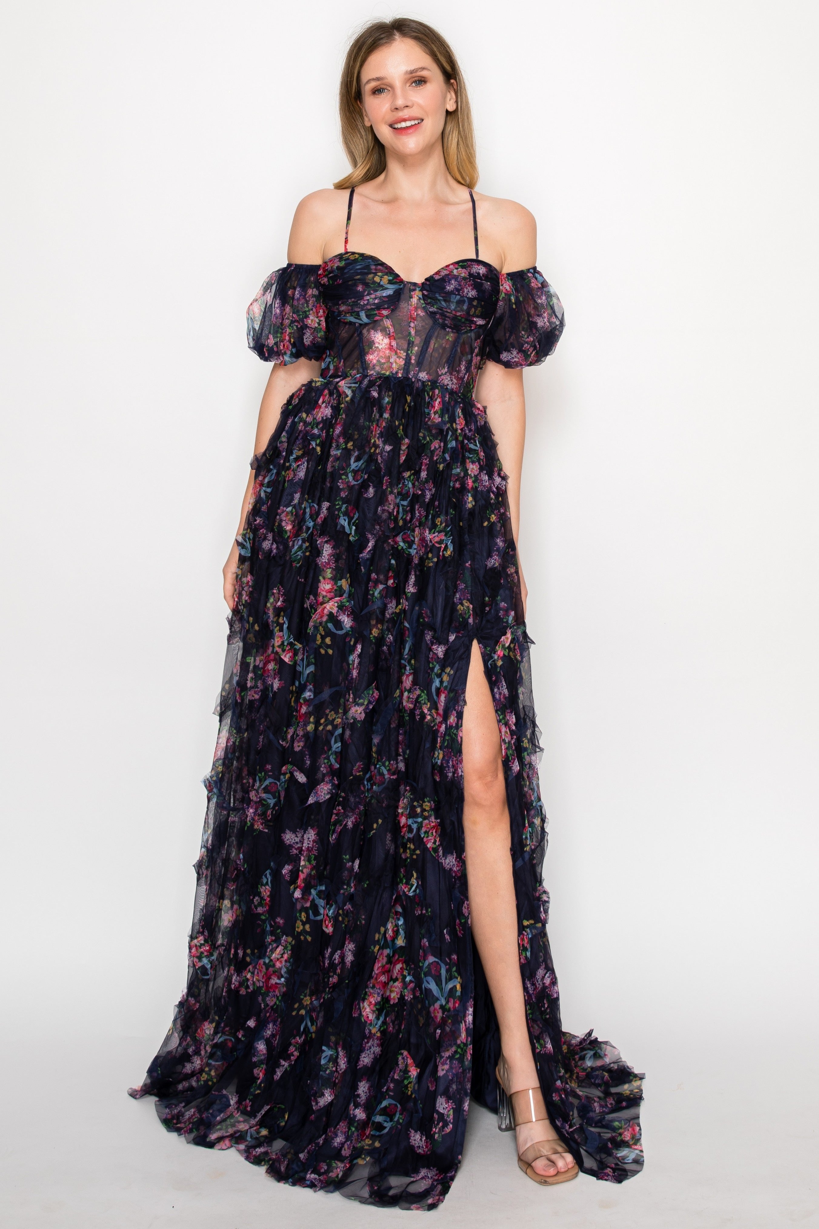 Off-shoulder Ann Corset Ruffle Ball Gown