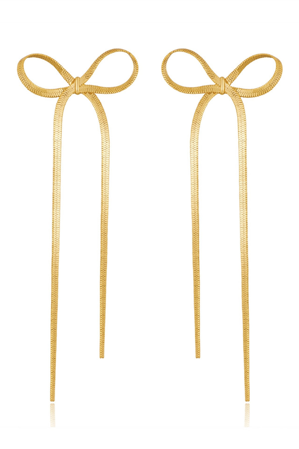 18k ANN Non-tarnish Stainless Steel Long Bow Earrings