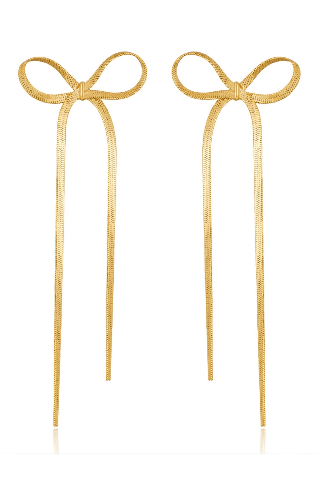 18k ANN Non-tarnish Stainless Steel Long Bow Earrings