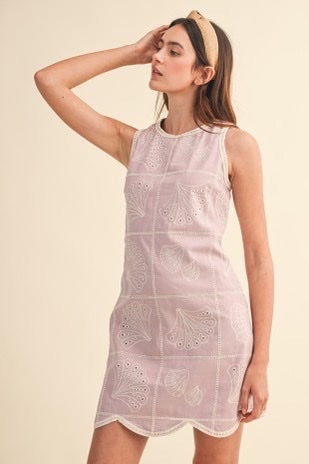 Embroidered Shells A Ann Line Mini Dress