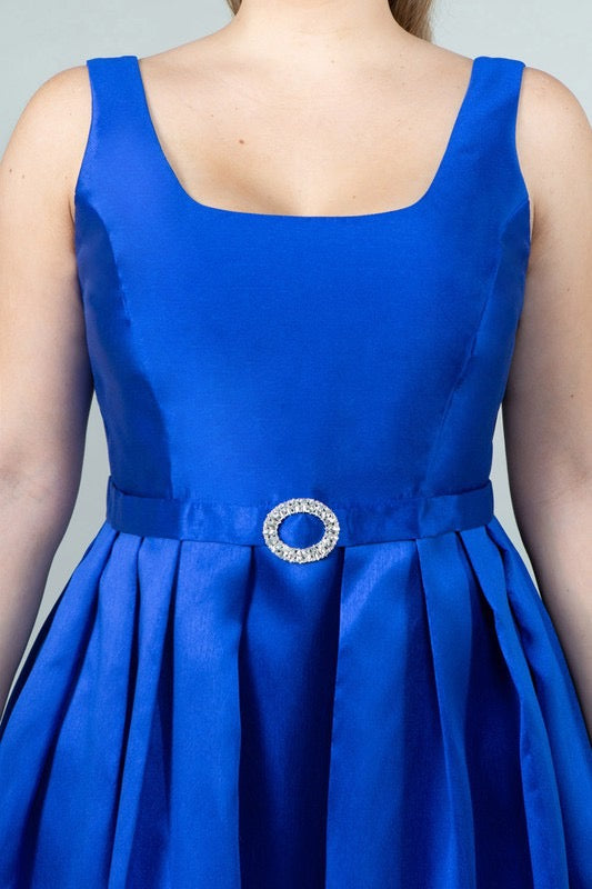 Plus Ann Size Taffeta Maxi Dress With Pockets