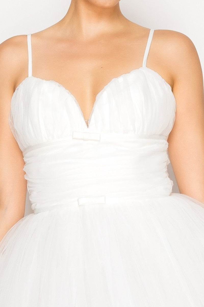 French Ann Rose Tulle Bow Dress