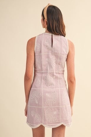 Embroidered Shells A Ann Line Mini Dress