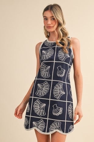 Embroidered Shells A Ann Line Mini Dress
