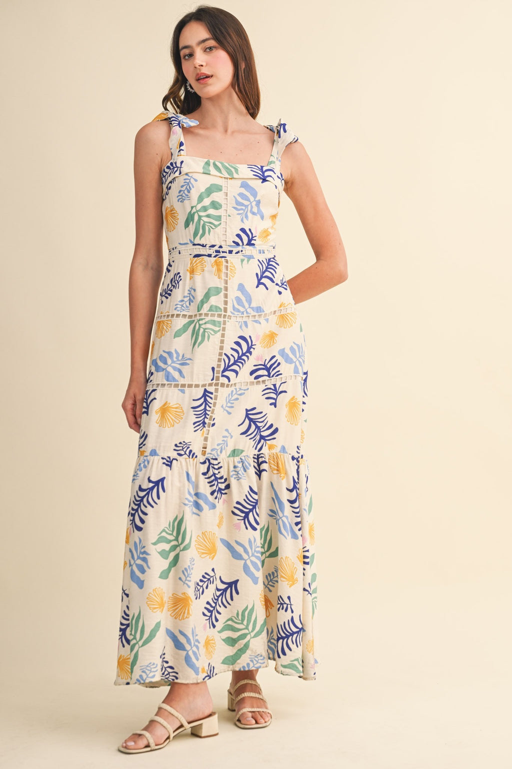 Reef Print Ladder Ann Trim Maxi Dress