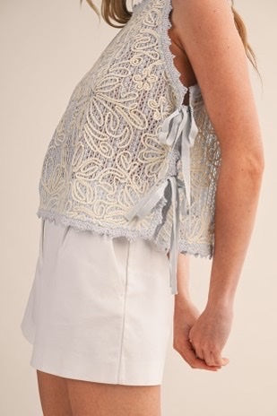 Floral Ann Crochet Tank With Side Tying Detail