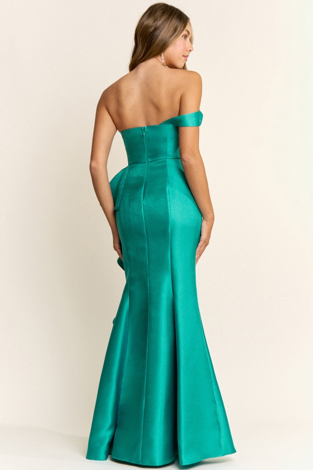 Strapless Ann Ruffle Satin Gown