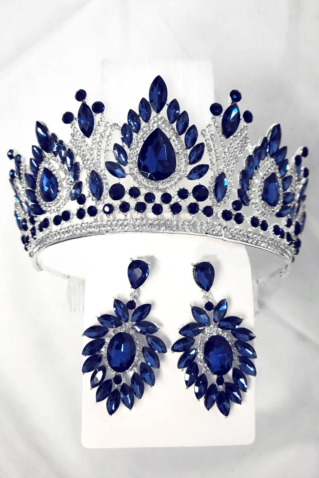Tiara And Earring Ann Set With Jewel Rhinestones