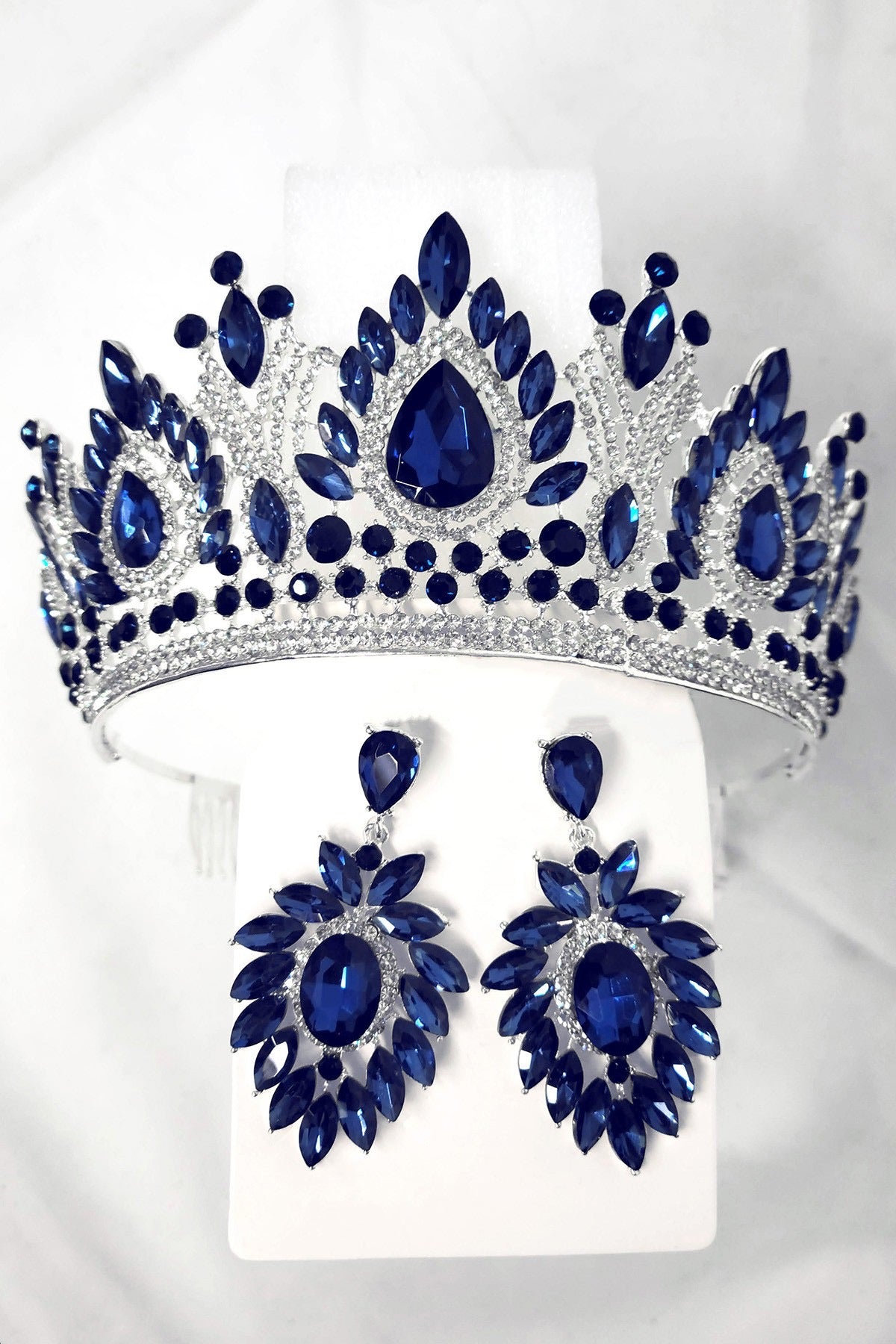 Tiara And Earring Ann Set With Jewel Rhinestones