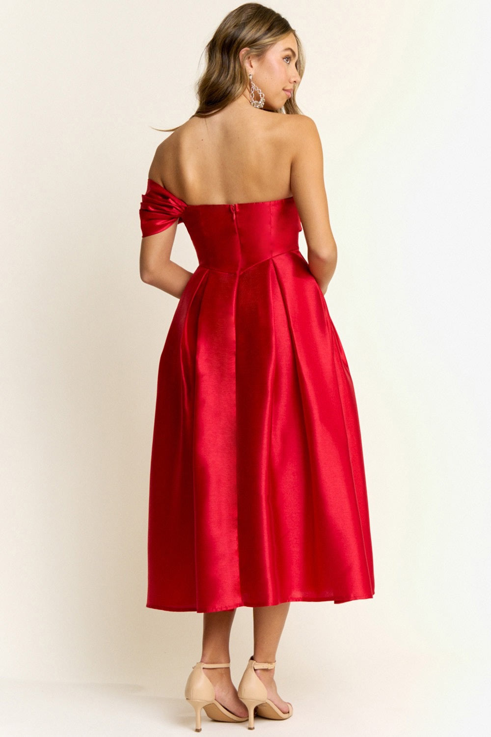 Taffeta Midi Dress Ann  With Pockets