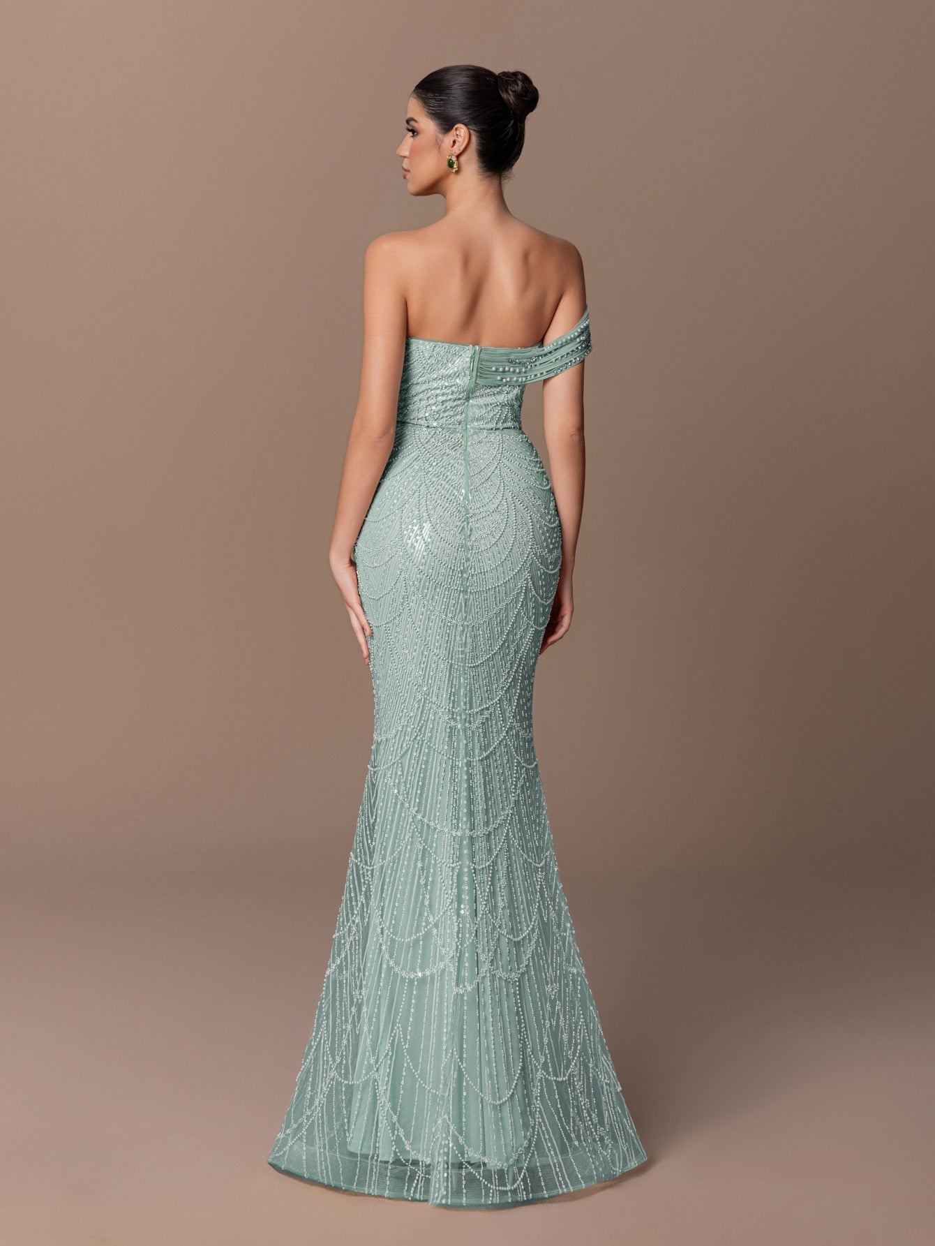 Vestido Ann con lentejuelas y corsé de un solo hombro