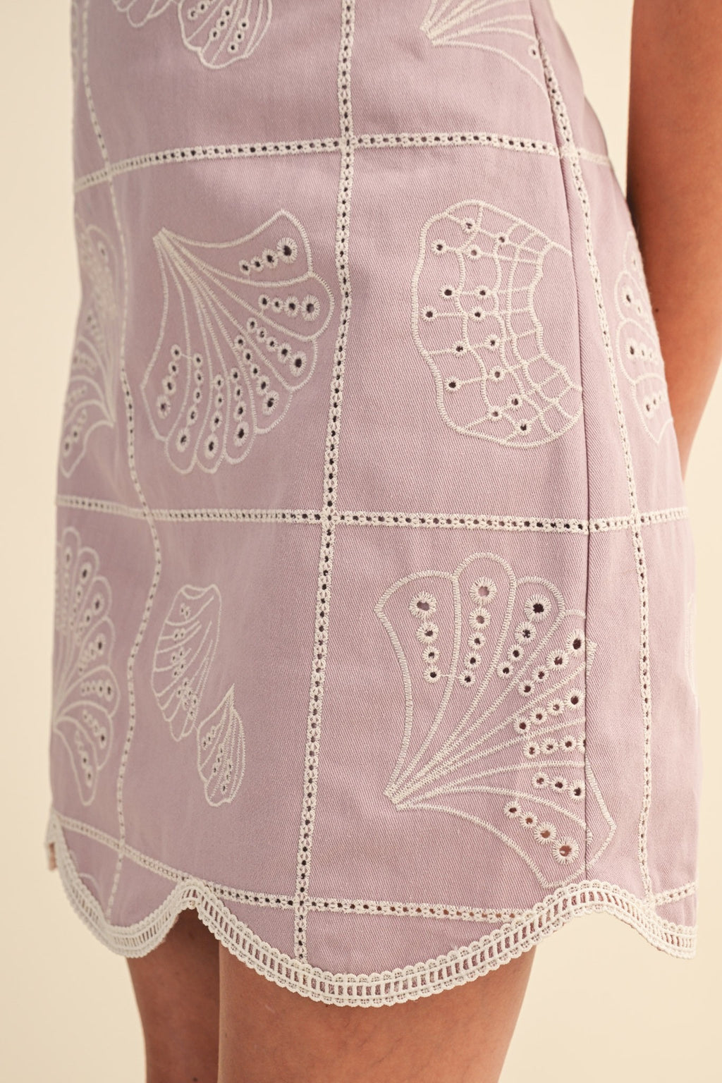 Embroidered Shells A Ann Line Mini Dress