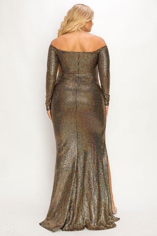 Plus Ann Off Shoulder Night Party Maxi Dress