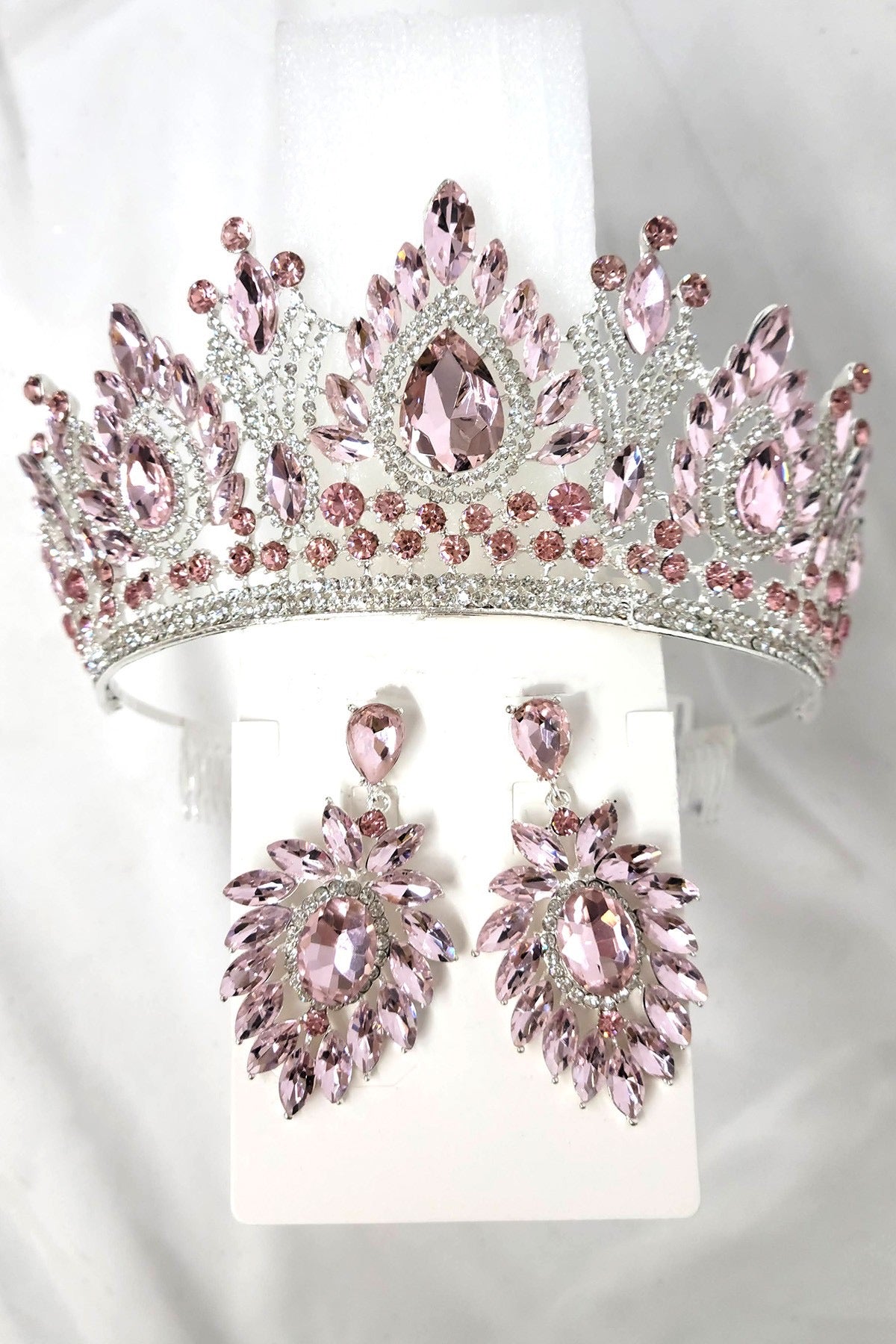 Tiara And Earring Ann Set With Jewel Rhinestones