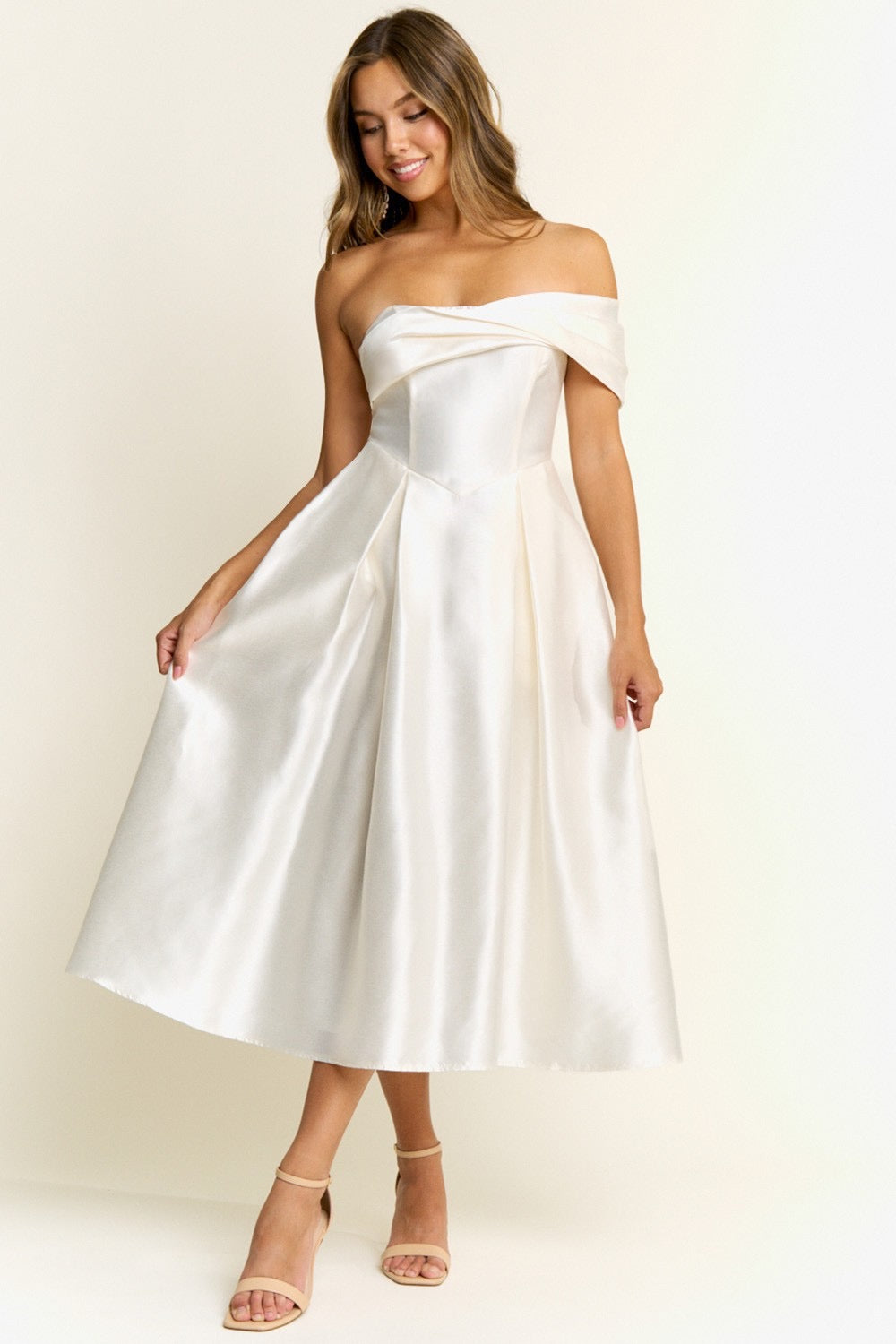 Taffeta Midi Dress Ann  With Pockets