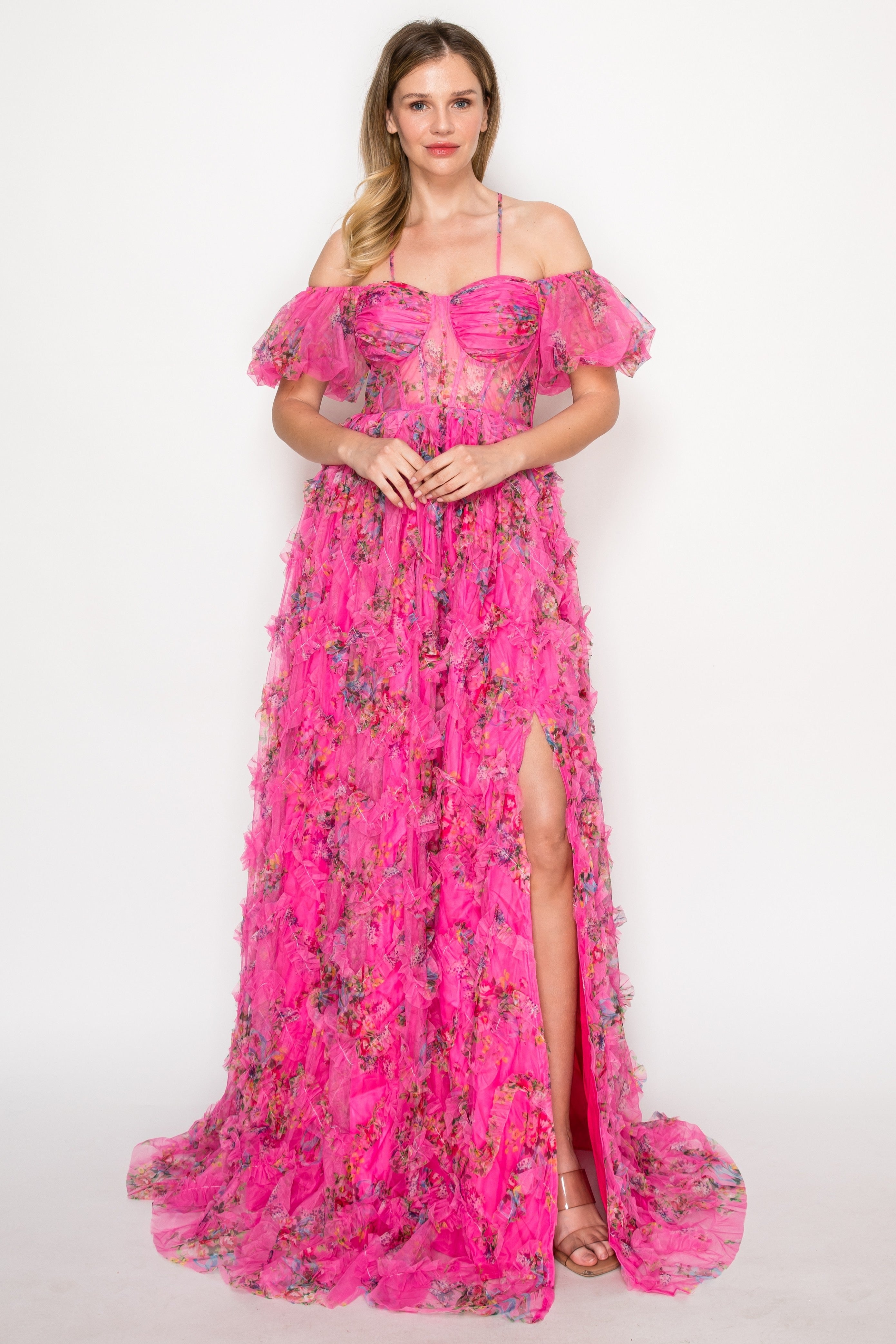 Off-shoulder Ann Corset Ruffle Ball Gown