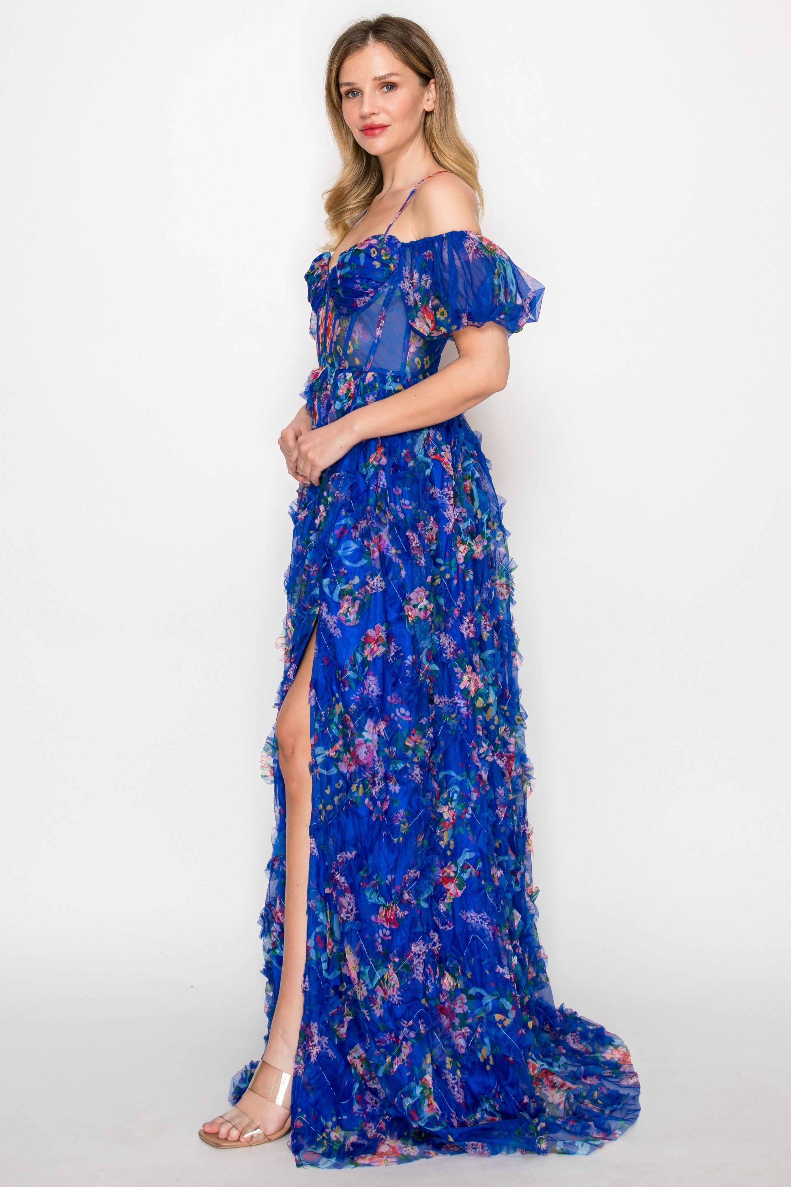 Off-shoulder Ann Corset Ruffle Ball Gown