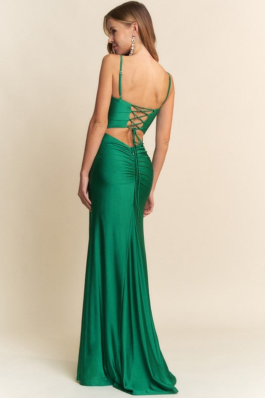 Lace Ann Up Back Detail Mermaid Maxi Dress
