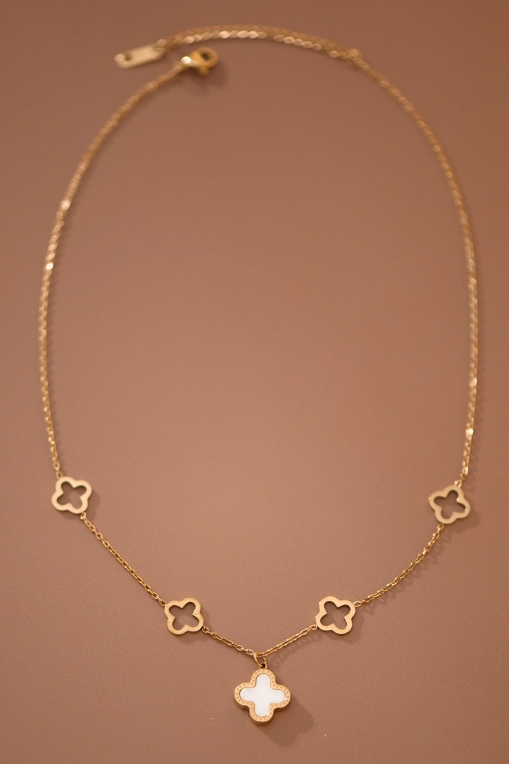 18k ANN Non-tarnish Stainless Steel Clover Necklace