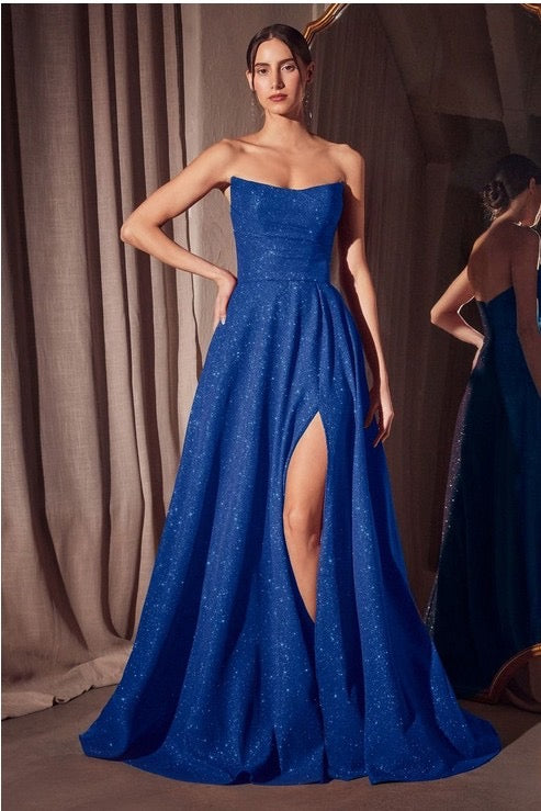 Vestido de corte A sin tirantes con purpurina de Cassia Ann