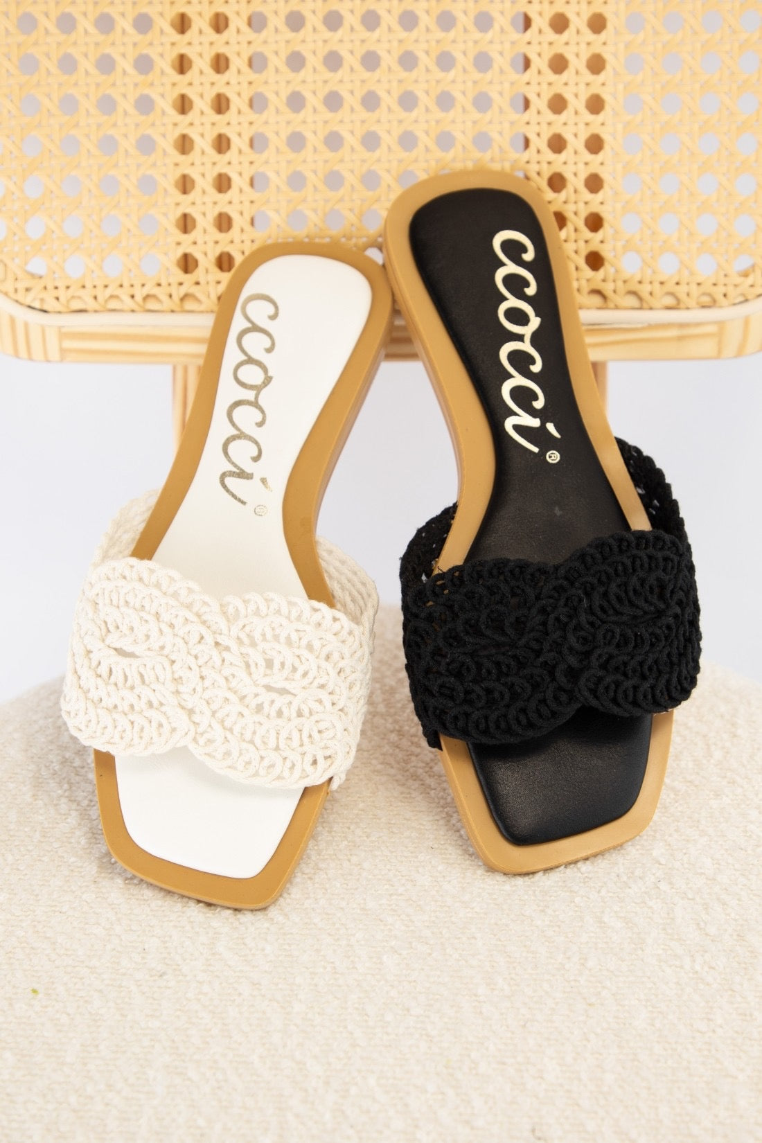 Jessica Ann Crochet Knitted Upper Slip-on Sandal