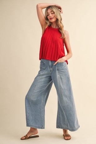 Washed Denim Ann Ultra Flare Pants