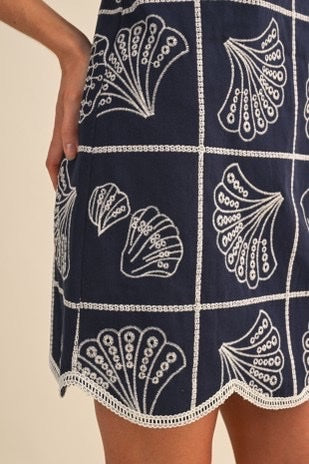 Embroidered Shells A Ann Line Mini Dress