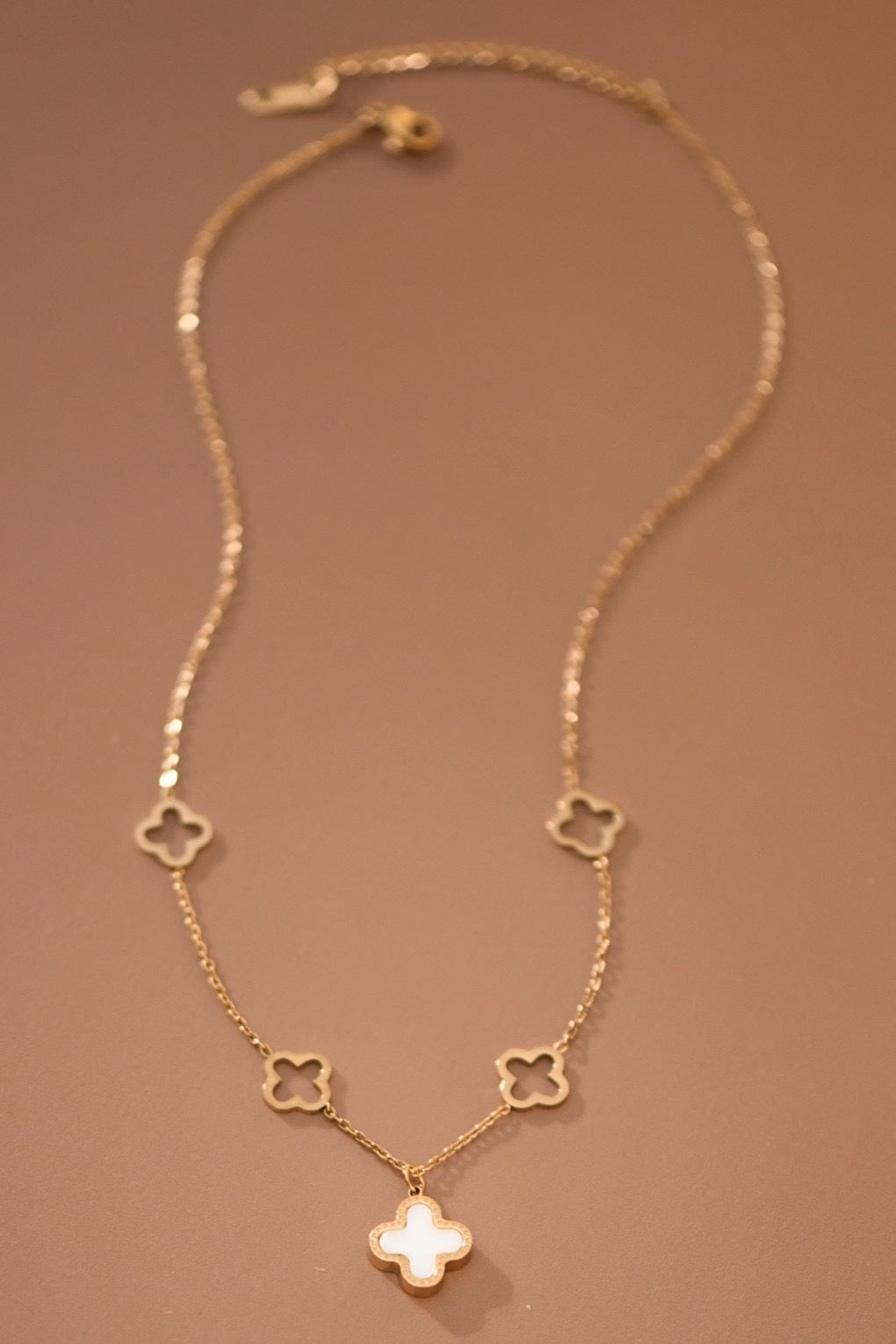 18k ANN Non-tarnish Stainless Steel Clover Necklace