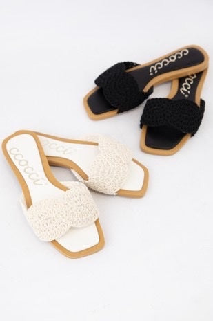 Jessica Ann Crochet Knitted Upper Slip-on Sandal