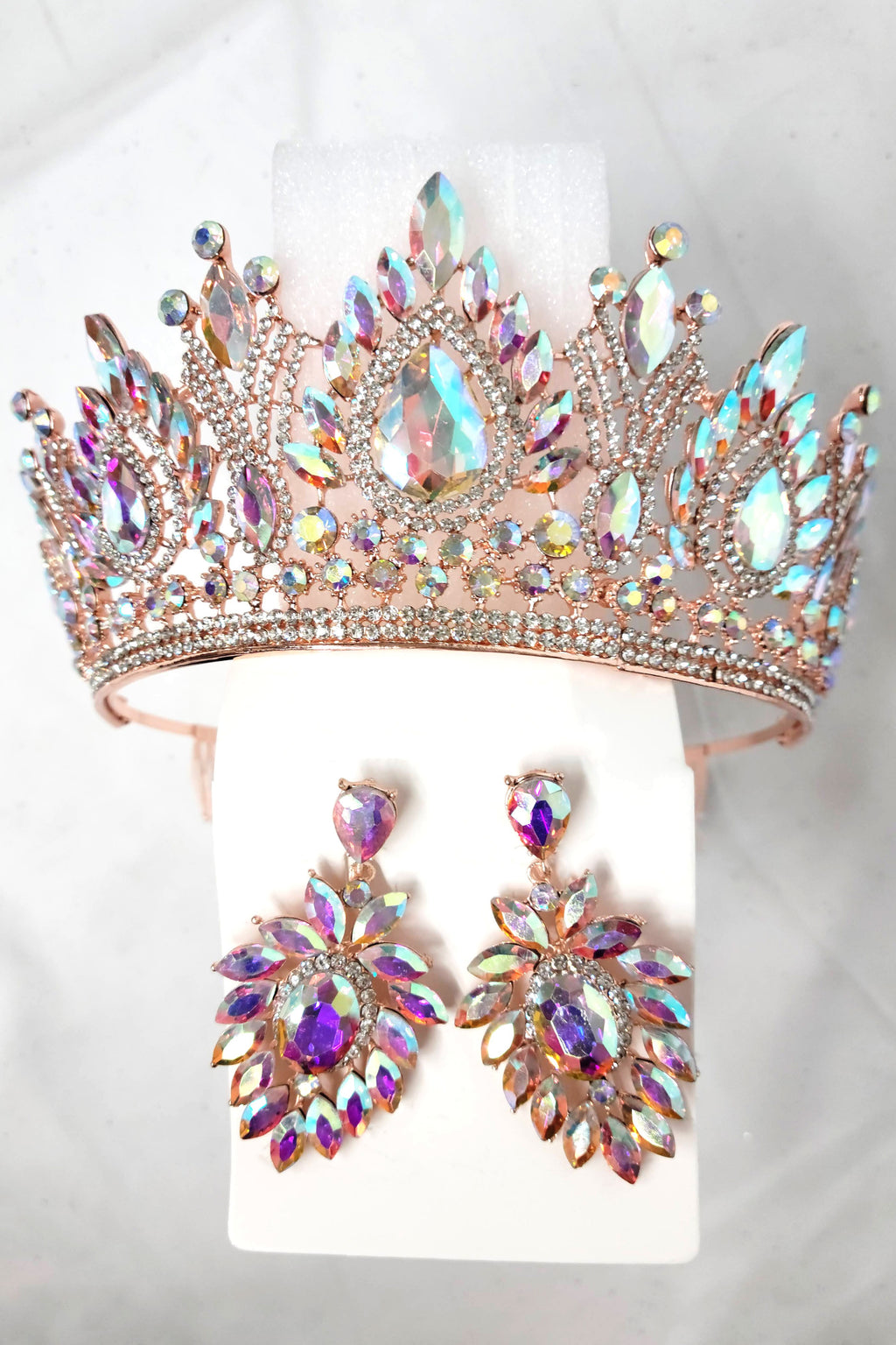 Tiara And Earring Ann Set With Jewel Rhinestones