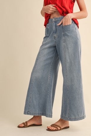 Washed Denim Ann Ultra Flare Pants