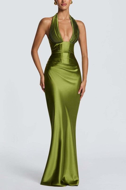 Vestido verde oliva, vista frontal