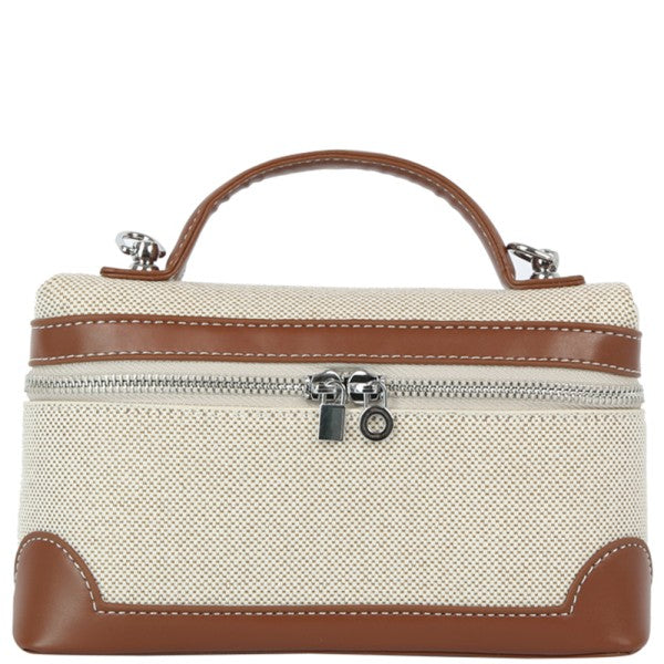 Bolso beige con detalles marrón claro, vista frontal