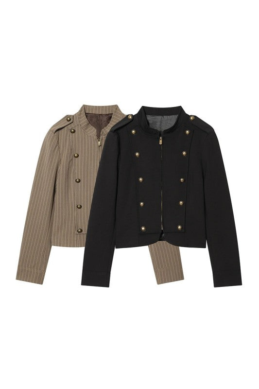 Chaquetas estilo militar en negro y camel
