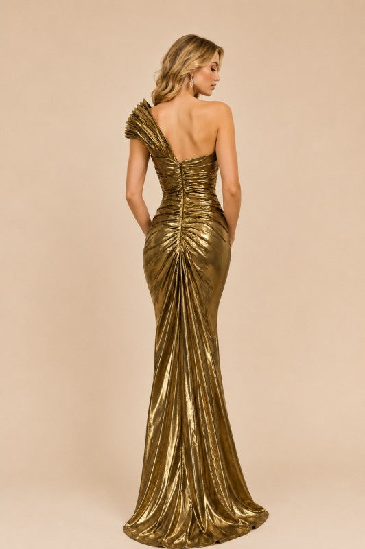 Vestido TD036N dorado espalda